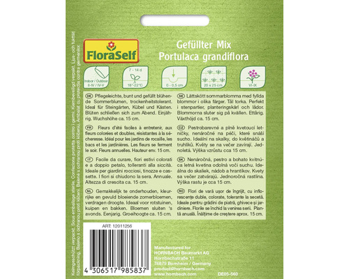 Samenpackung gefüllter Portulaca grandiflora Mix der Marke FloraSelf