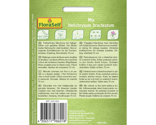 Verpackung von FloraSelf Helichrysum Bracteatum Blumensamen
