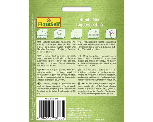 Bonita-Mix Tagetes Patula flower seed packaging