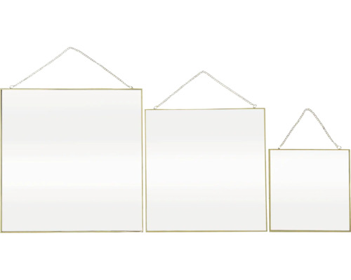 Wandpiegel mit Kette gold 20x20 & 30x30 & 35x35 cm 3er-Set