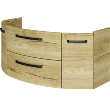 Waschbeckenunterschrank aus Holz mit zwei Schubladen und einem Fach