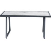 Rechteckiger Gartentisch mit Tischplatte in Holzoptik und Metallgestell
