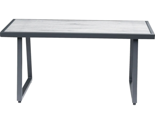 Rechteckiger Gartentisch mit Tischplatte in Holzoptik und Metallgestell
