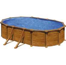 Aufstellpool Stahlwandpool-Set Gre oval 634x575x132 cm inkl. Sandfilteranlage, Skimmer, Leiter, Filtersand & Bodenschutzvlies Holzoptik-thumb-0