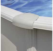 Aufstellpool Stahlwandpool-Set Gre oval 1020x750x132 cm inkl. Sandfilteranlage, Skimmer, Leiter, Filtersand & Bodenschutzvlies weiß