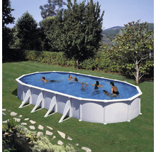 Aufstellpool Stahlwandpool-Set Gre oval 920x670x132 cm inkl. Sandfilteranlage, Skimmer, Leiter, Filtersand & Bodenschutzvlies weiß