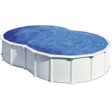 Ovaler Aufstellpool mit Stahlwand und blauem Wasser