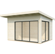 Modernes Gartenhaus mit großen Glasfronten