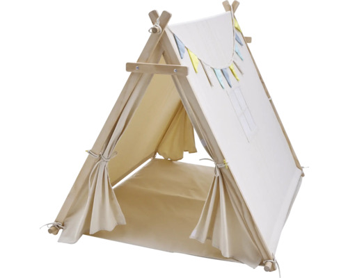Spielzelt aus Stoff und Holz