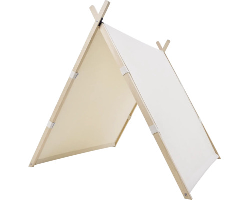 Spielzelt aus Holz und Stoff