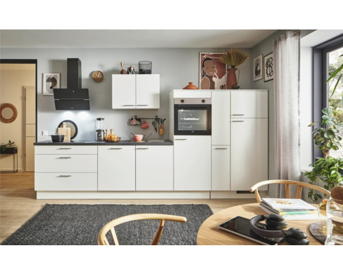 PICCANTE Plus Küchenzeile Sonera 370 cm weiß matt vormontiert Variante rechts