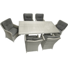 Gartentischgruppe mit sechs Stühlen aus Rattan