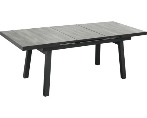 Ausziehbarer Gartentisch mit Tischplatte und vier Tischbeinen