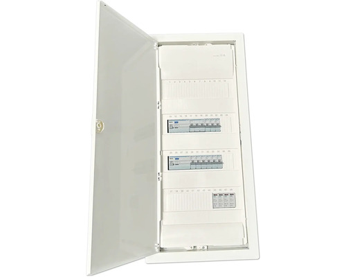 Offener Sicherungskasten zur Stromverteilung im Haus