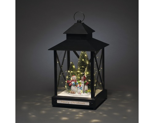 Laterne Konstsmide Scheemänner H 42 cm Lichtfarbe warmweiß 46 LEDs Dekorative Laterne mit Schneemannfamilie und Weihnachtsbotschaft