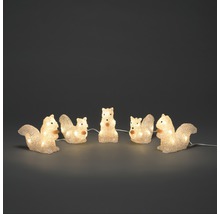 Lichterkette mit fünf Eichhörnchenfiguren