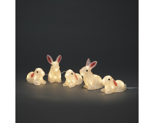 LED Leuchtfigur Konstsmide 5er-Set Acryl Hasen H 15 cm 4 m + Zuleitungslänge 5 m 40 LEDs Lichtfarbe warmweiß dimmbar Dekorative Hasenfiguren mit LED-Beleuchtung als Osterdekoration