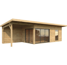 Gartenhaus Palmako Andrea 17,1 + 7,9 m² inkl. Fußboden 920 x 402 cm tauchgrundiert braun