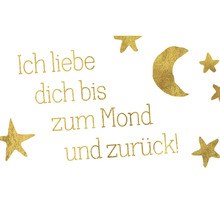 Dekomagnet Gold Ich liebe dich bis zum Mond und zurück! 8,5x5,5 cm