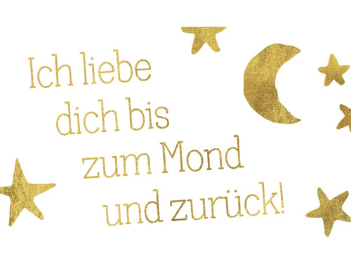 Dekomagnet Gold Ich liebe dich bis zum Mond und zurück! 8,5x5,5 cm