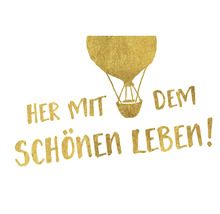 Dekomagnet Gold Her mit dem schönen Leben! 8,5x5,5 cm