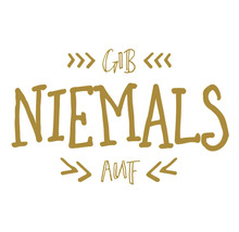 Dekomagnet Gold Gib niemals auf 8,5x5,5 cm
