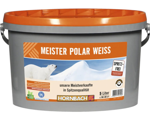 HORNBACH Wandfarbe Meister Polarweiß spritzfrei konservierungsmittelfrei 5 L
