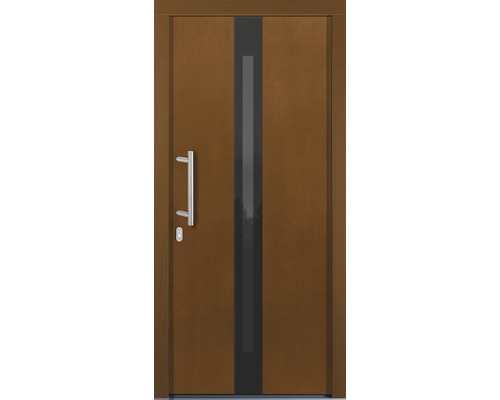 Haustür Lizbona Kiefer lackiert afromosia 1000 x 2000 mm DIN links Moderne Haustür mit Glaseinsatz und Griff