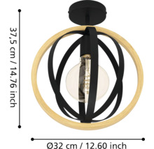 Deckenleuchte mit Holz- und Metallelementen, Durchmesser 32 cm