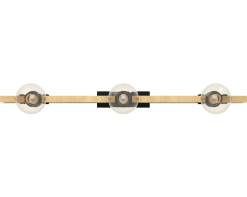 Deckenleuchte mit drei Leuchten und Holzdetails