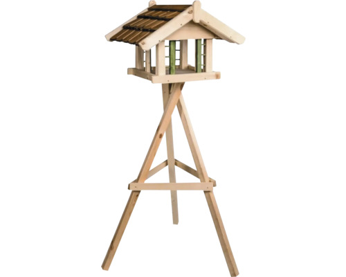 Vogelhaus Siena Garden Vogelfutterhaus Jessica inkl. Ständer 52x56x40/115 cm, Kiefer FSC 100% Vogelfutterhaus, Futtersation für Wildvögel Vogelhaus mit Ständer aus Holz