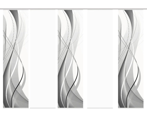 Schiebegardine 5er-Set Wuxi grau 60x245 cm
