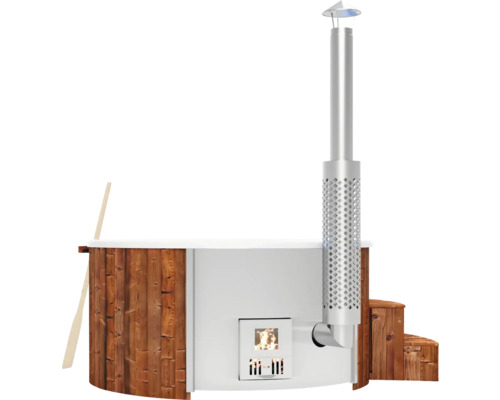 Holzbadezuber mit Holzofen und Edelstahlkamin