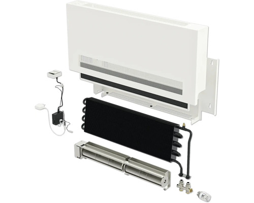 Explosionsdarstellung eines Heizkörpers mit Zubehör