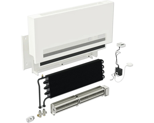 Querschnitt eines Heizkörpers mit verschiedenen Bauteilen