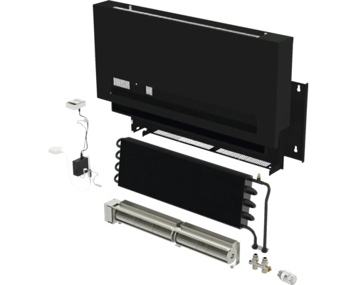 Explosionsdarstellung eines Heizkörpers mit Zubehör