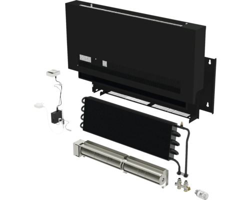 Explosionsdarstellung eines Heizkörpers mit Zubehör