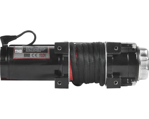 Elektrische Seilwinde mit synthetischem Seil für Fahrzeuge.