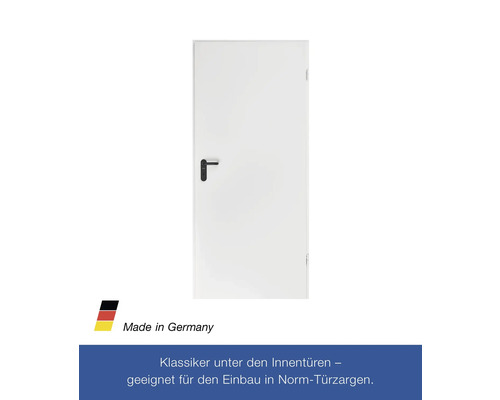 Weiße Innentür mit schwarzem Türgriff