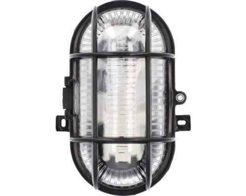 Ovalleuchte IP44 PVC-Korb schwarz Ovale Außenleuchte mit Schutzgitter