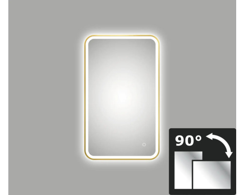 LED Lichtspiegel Chrystal Juno 2.0 gold 45 x 75 cm