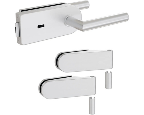 Pertura Glastürbeschlag Jonte Studio BB Silber inkl. 2 Rahmenteile für Holzzargen Glastürschloss-Set mit Griff für Innentüren