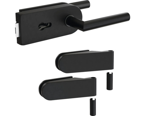Pertura Glastürbeschlag Jonte Studio PZ Schwarz inkl. 2 Rahmenteile für Holzzargen Glastürbeschlag-Set, inklusive Türgriff und Schlosskasten