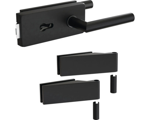 Pertura Glastürbeschlag Aiko Studio PZ Schwarz inkl. 2 Rahmenteile für Holzzargen Glastürbeschlag-Set mit Türdrücker