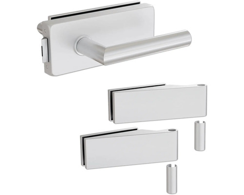 Pertura Glastürbeschlag Aiko Studio UV Silber inkl. 2 Rahmenteile für Holzzargen Glastürbeschlag-Set mit Griff