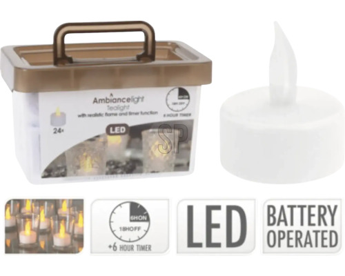24er-Set LED Kerzen Lichtfarbe warmweiß inkl. Timer LED-Teelichter, 24er-Packung, batteriebetrieben
