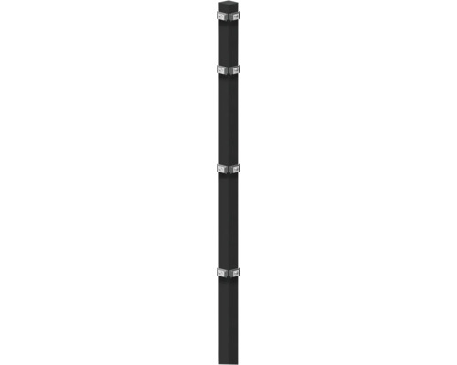 Eckpfosten zum Einbetonieren 6 x 6/160 cm für Zaun 103 cm RAL 7016 anthrazit Regal mit Metallhalterungen