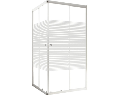 Duschkabine mit horizontalem Streifenmuster auf dem Glas