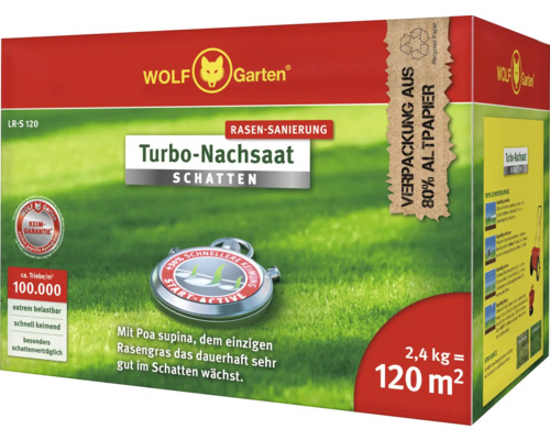 Wolf Garten Turbo-Nachsaat Schatten, 2,4 Kilogramm Packung für Rasensanierung
