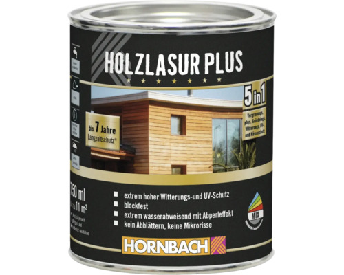 HORNBACH Holzlasur Plus RAL 7001 silbergrau 750 ml Holzlasur Plus Dose für den Aussenbereich mit bis zu 7 Jahren Langzeitschutz